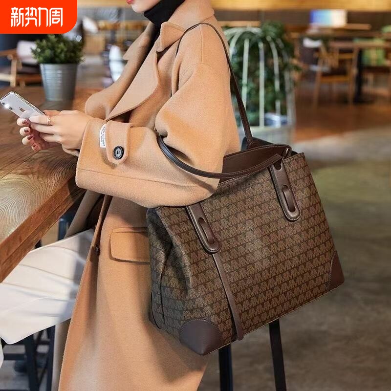 店酷奇新款潮休闲百搭网红托特包时尚简约真皮手提女包大容量单肩