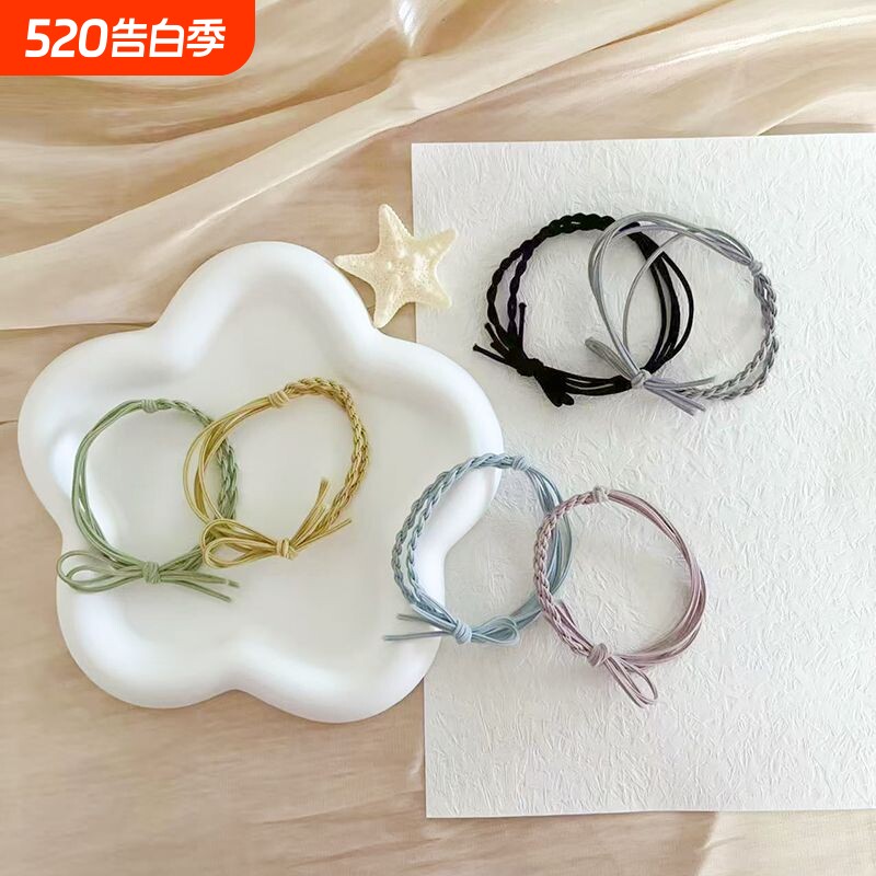 韩版头绳女手工编织辫子发圈甜美简约小皮筋高弹力百搭发绳扎头发