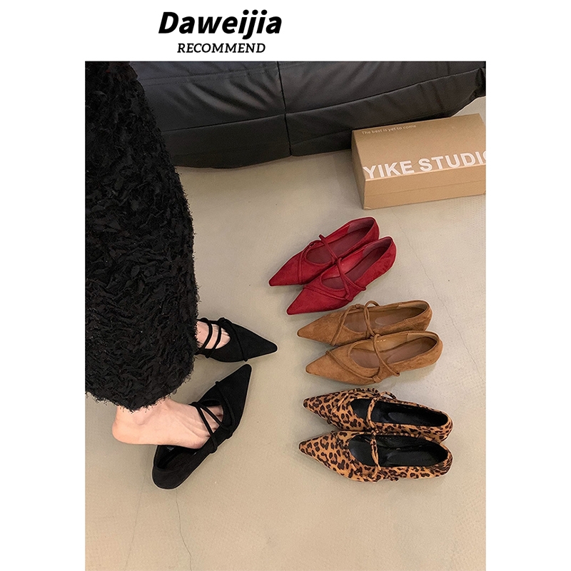 法式内增高尖头春秋季单鞋女鞋子2025新款豹纹配裙子晚晚玛丽珍鞋