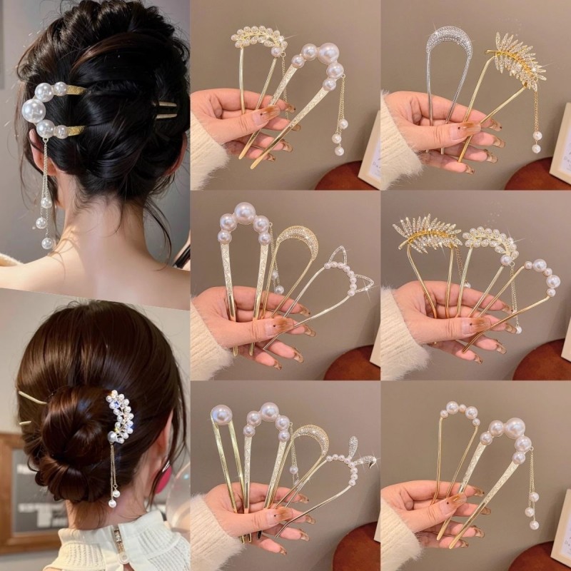 气质珍珠吊坠发簪简约现代网红簪子古风丸子盘发神器超仙发钗头饰