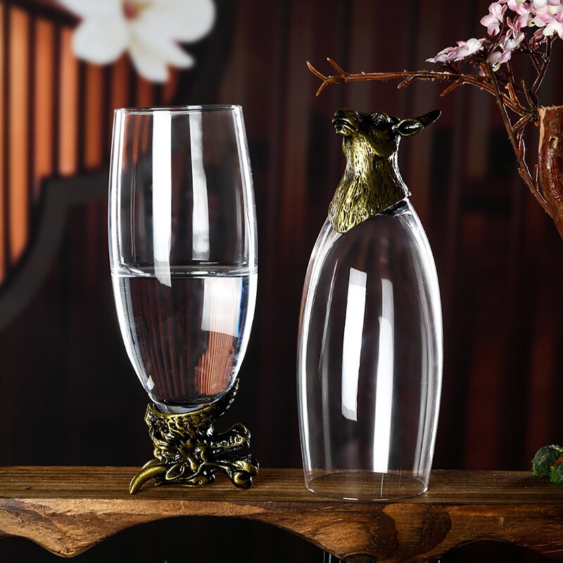 龙古青色家用香槟杯啤酒杯杯子鸡尾酒杯兽首酒杯酒具国潮风龙纹