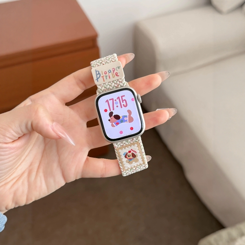 适用苹果S10手表iwatch10表带applewatch9可爱搞怪编织S9女生尼龙