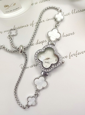 四叶草手链女表女士细带手镯手表可伸缩调节女石英手表