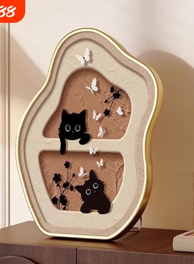 奶油风餐厅桌面摆画治愈系客厅装饰画摆件房间卧室床头柜墙壁挂画