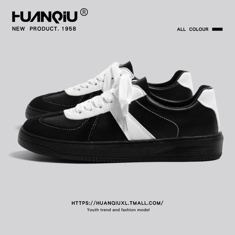 环球黑色德训鞋女款2025秋季新款爆款运动休闲鞋子女轻便百搭女鞋