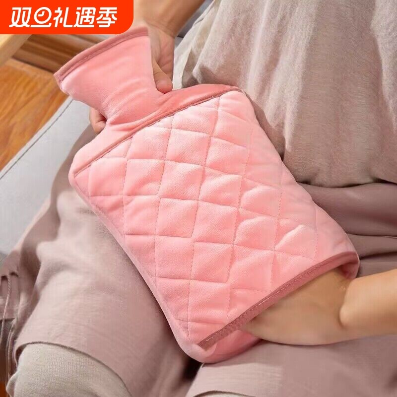 加厚防爆暖手热水袋注水毛绒外套手插可拆洗防爆暖水袋敷被窝旅行