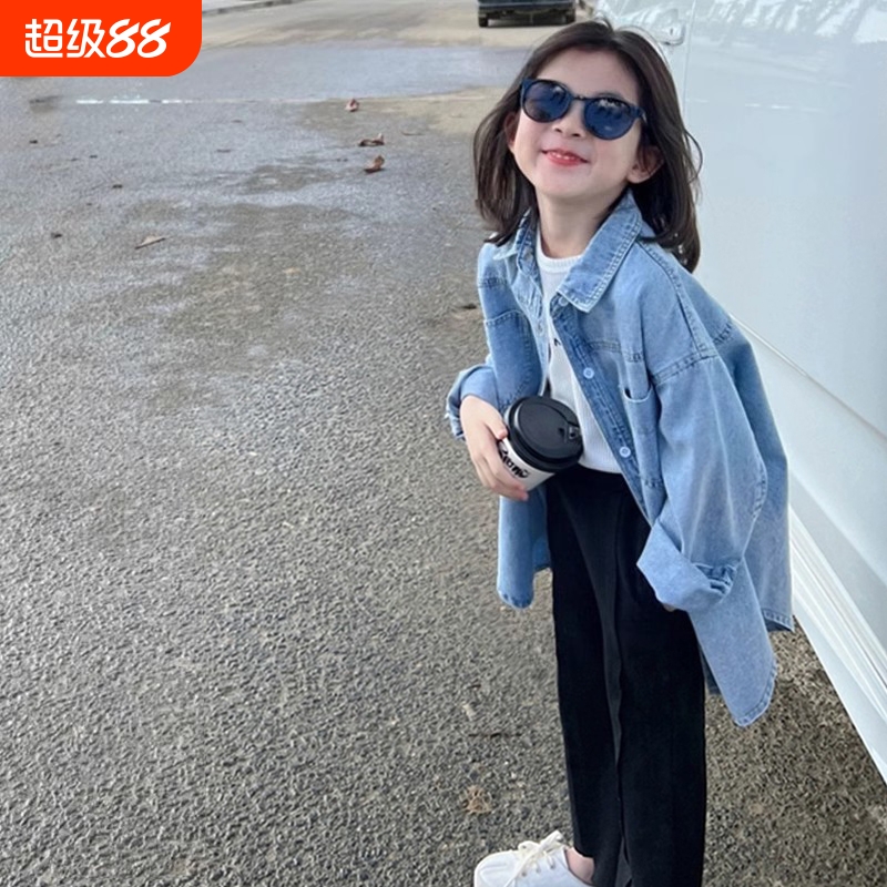 童装女童牛仔外套儿童春秋季新款时尚薄款中大童韩版百搭纯色上衣