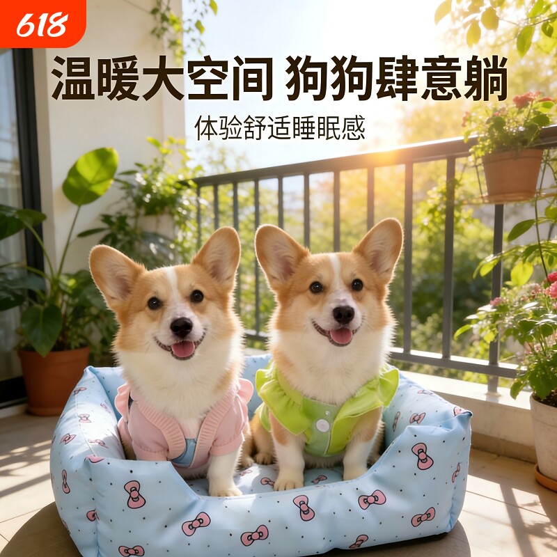 牛津布宠物窝防水猫狗窝四季防滑底中小型犬宠物屋可拆洗中型耐磨