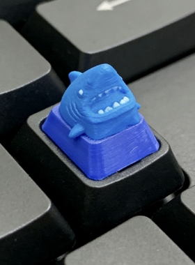 创意鲨鱼造型键帽 机械键盘蓝色单颗替换键帽3D小众电竞桌面键帽