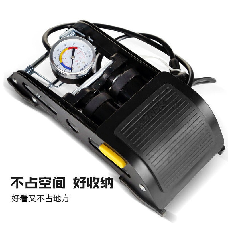 脚踩高压便捷式电动车自行车摩托车汽车家用铝合金脚踏充气泵ebay