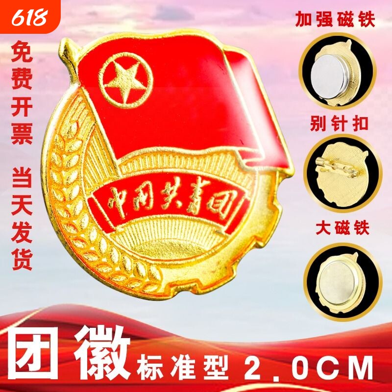 团徽2cm标准款共青团胸针学生用别针式大磁铁扣共青团员批发学校中