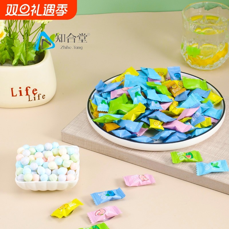 彩虹薄荷糖混合口味水果味含片维C香口糖清新口气独立包装小包装