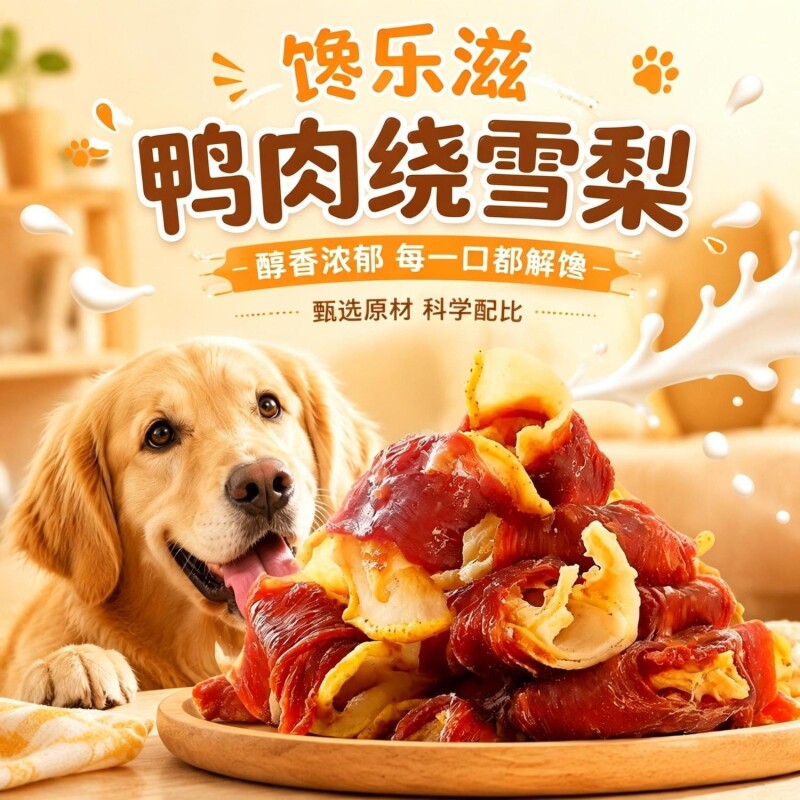 鸭肉干缠雪梨狗狗零食磨牙训练成幼犬奖励猫咪零食营养解馋批发