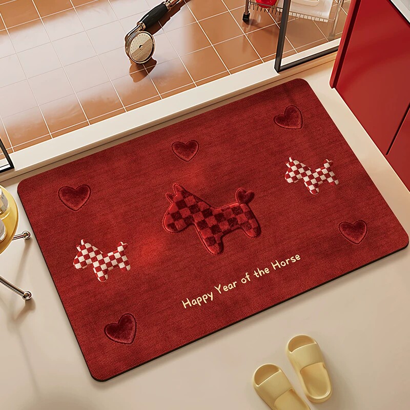 硅藻泥门口地垫浴室中式入户垫新年进地毯玄关门口脚垫家用蹭脚垫