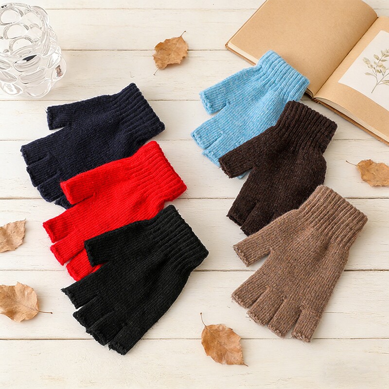 手套男女士冬天保暖防寒冬季可爱骑行韩版学生毛线针织半指手套