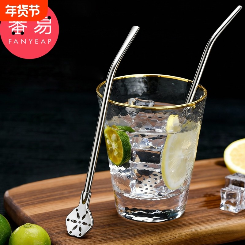 吸管勺B1vl001-奶茶果汁搅拌勺过滤一体两用马黛勺花型吸管勺子,餐饮具,吸管,淘宝优惠券,粉丝福利购,淘宝优惠卷