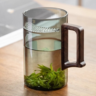 月牙杯茶水分离一体过滤玻璃茶杯高颜值单人办公室泡茶杯