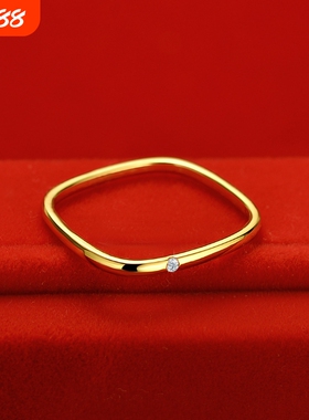 抖音小方戒女款沙金ins风大福同款方形戒指直播货源个性设计潮酷