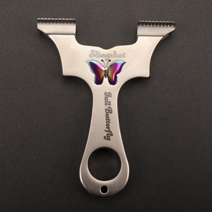 炫彩龙齿蝴蝶弹弓不锈钢弓9025直板皮筋金属