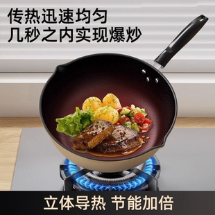 新款蜂窝纹不粘锅28cm多功能铁锅家用炒菜锅双导口炒锅通用炉灶