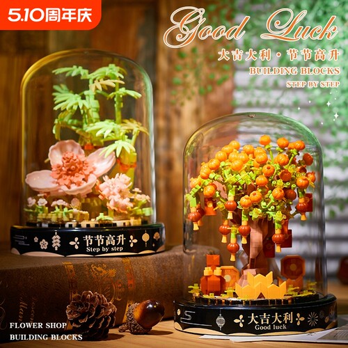 【520礼物】积木花束盆栽摆件