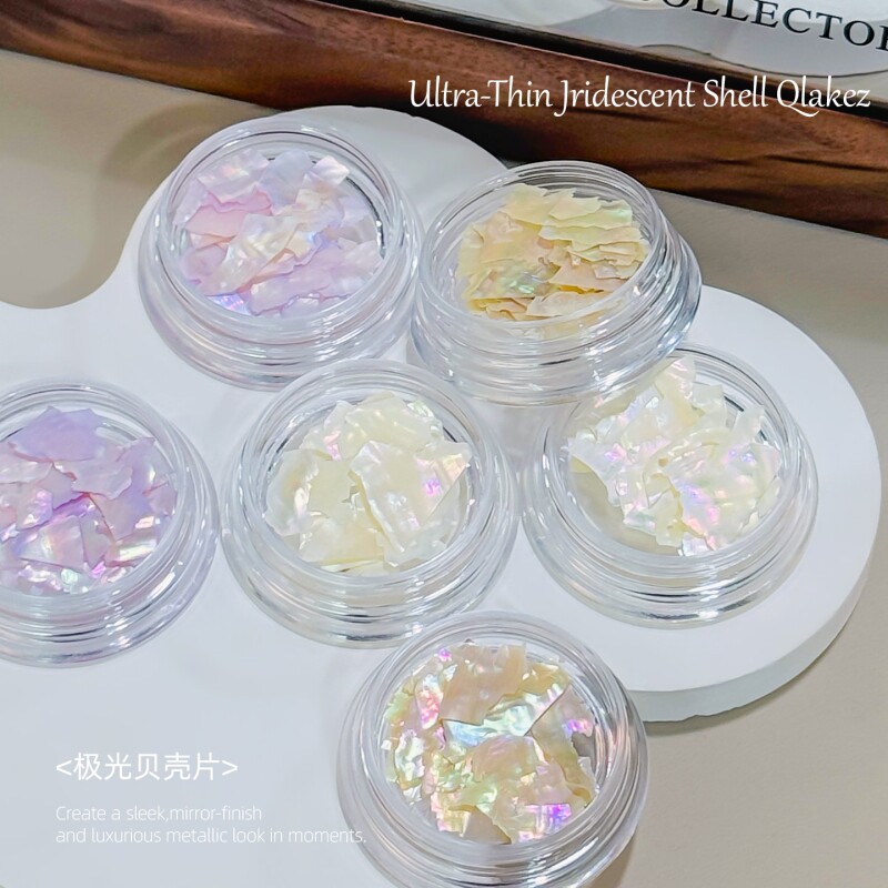 潮际极光彩色贝壳碎显白美甲贴片图片