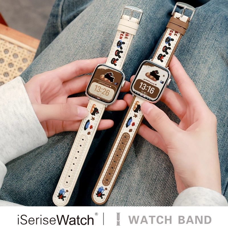 适用小米手环9pro/8pro手表带可爱卡通刺绣腕带红米watch6生日兔Redmi4/5质感真皮xiaomi百搭小众运动配件