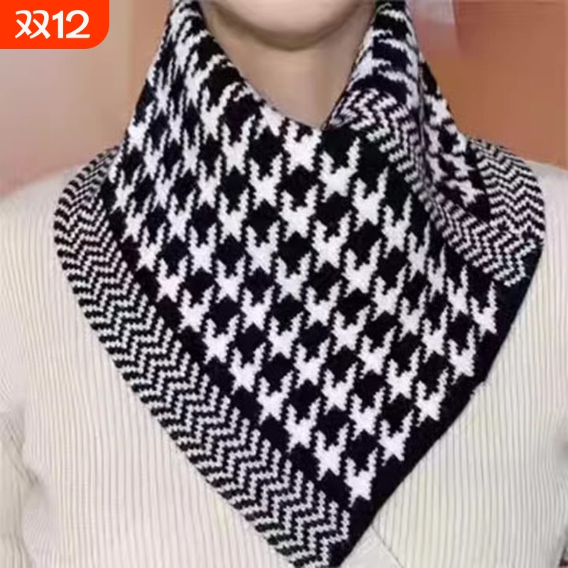 针织围脖新款时尚秋冬季护颈颈韩版防寒百搭保暖脖套气质三角围巾