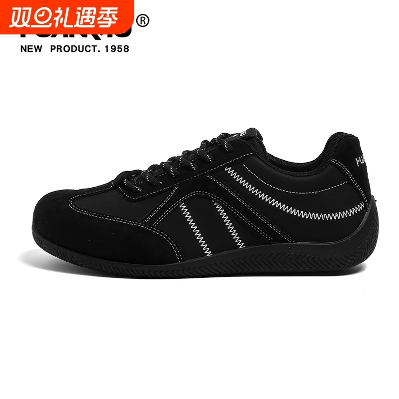 环球黑色内增高德训鞋男2025新款秋季百搭运动鞋子男轻便休闲板鞋