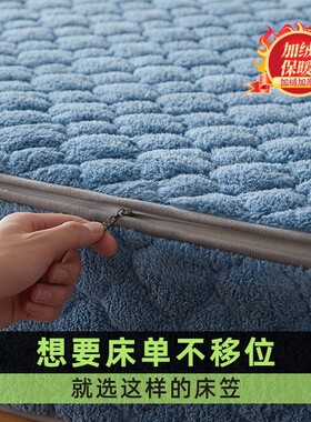 六面全包牛奶绒拉链式床笠可拆洗