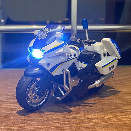 合金摩托车玩具男孩警车模型儿童回力玩具车机车小汽车1-3岁车模