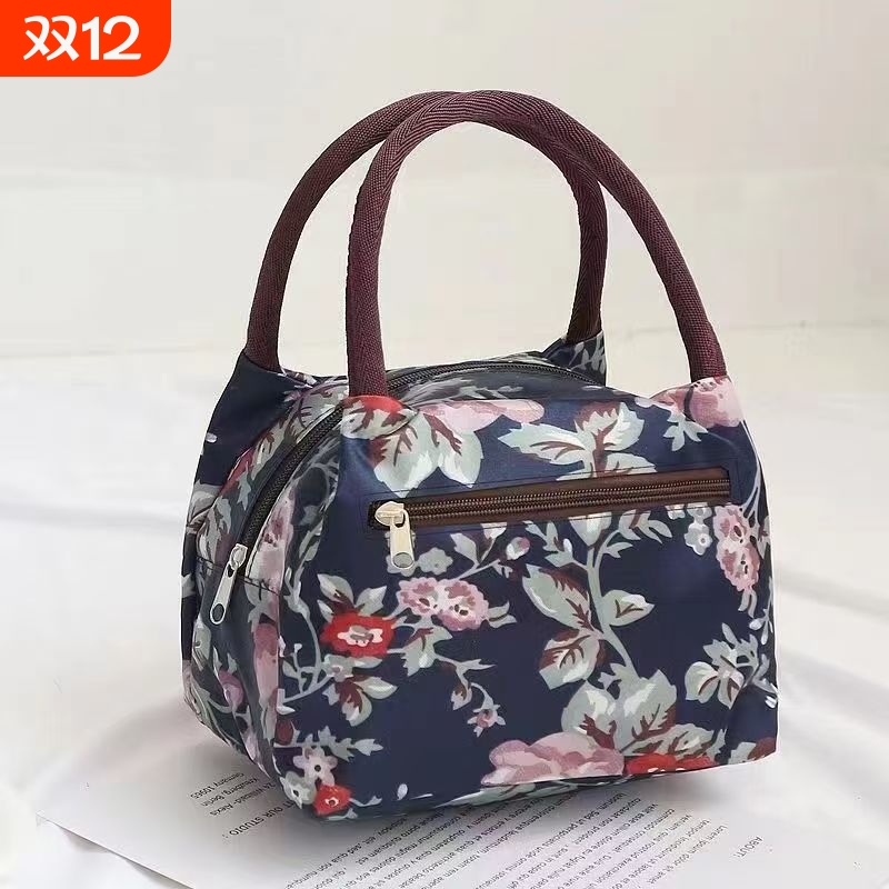 加厚防水牛津帆布便当包手提小花布包手拎小包饭盒袋女休闲包