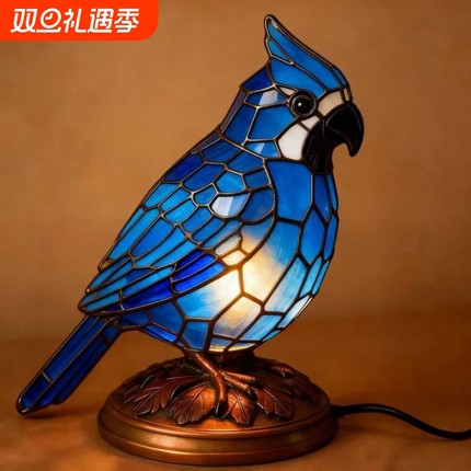 新品欧式Cardinal Lamp树脂小夜灯 LED红鸟动物台灯家居装饰