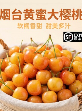 山东黄樱桃露天烟台黄水晶黄色黄蜜大樱桃国产黄金车厘子水果新鲜