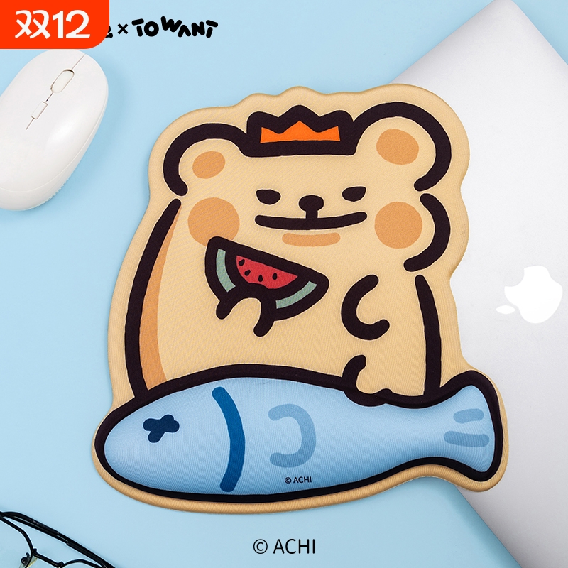 小熊虫来咯护腕鼠标垫卡通可爱防滑办公桌垫电脑垫子学生宿舍垫子