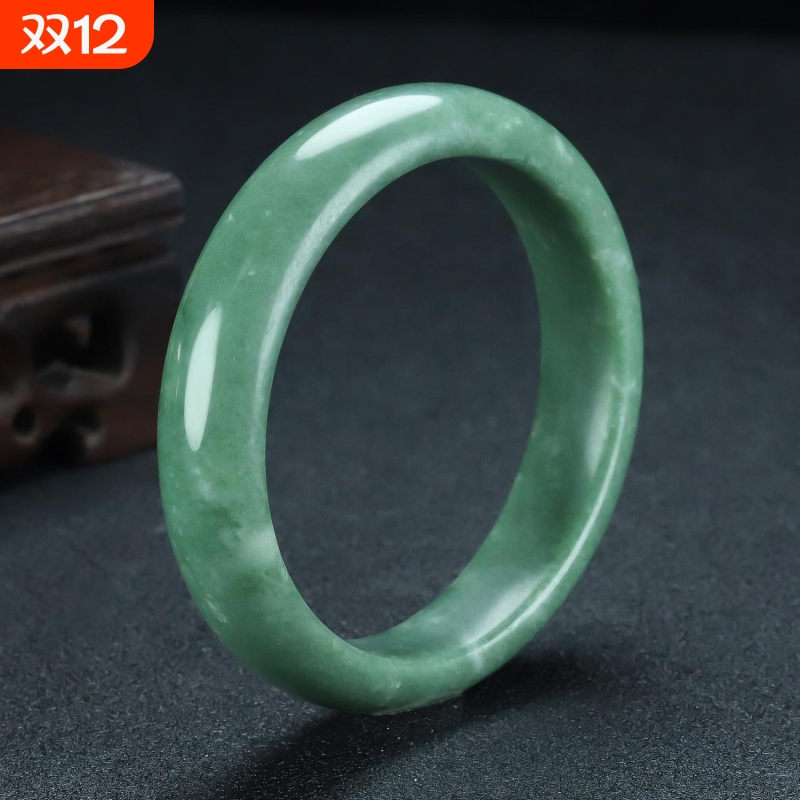 天然正品玉手镯飘花深绿浅绿翡翠色玉手镯贵州翠手镯旺夫真玉送礼