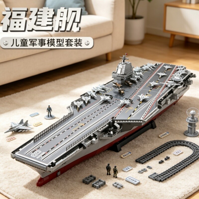 【高颜值】福建舰积木模型拼装图片
