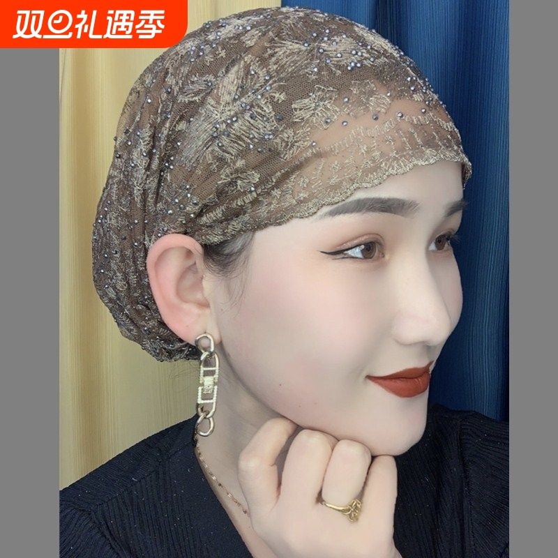 夏季纱巾百搭头巾帽子新款爆款透气包头妈妈帽时尚遮发套头堆堆帽