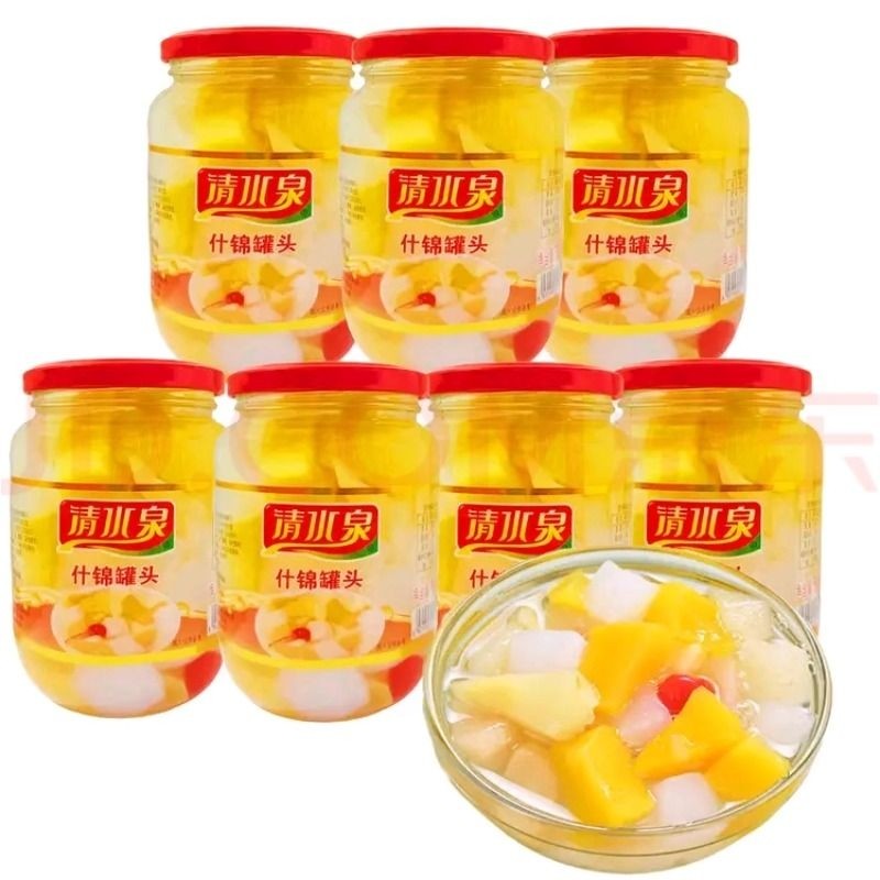 清水泉黄桃罐头510g*4瓶装多口味水果罐头桔子什锦椰果梨整箱批