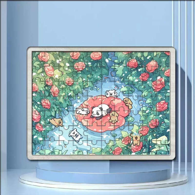 70片装线条小狗vinlaa拼图可爱木质框儿童礼物手工diy治愈