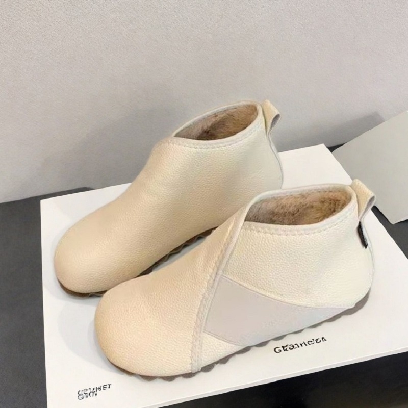 平底短靴百搭轻便女棉靴雪地靴女2025冬季新款皮面加绒保暖一脚蹬