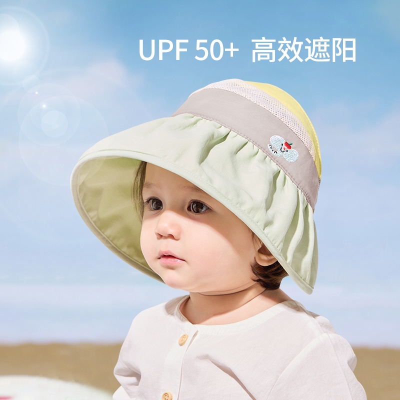 儿童防晒帽夏季女童帽子防紫外线遮阳帽宝宝薄款空顶帽凉帽太阳帽