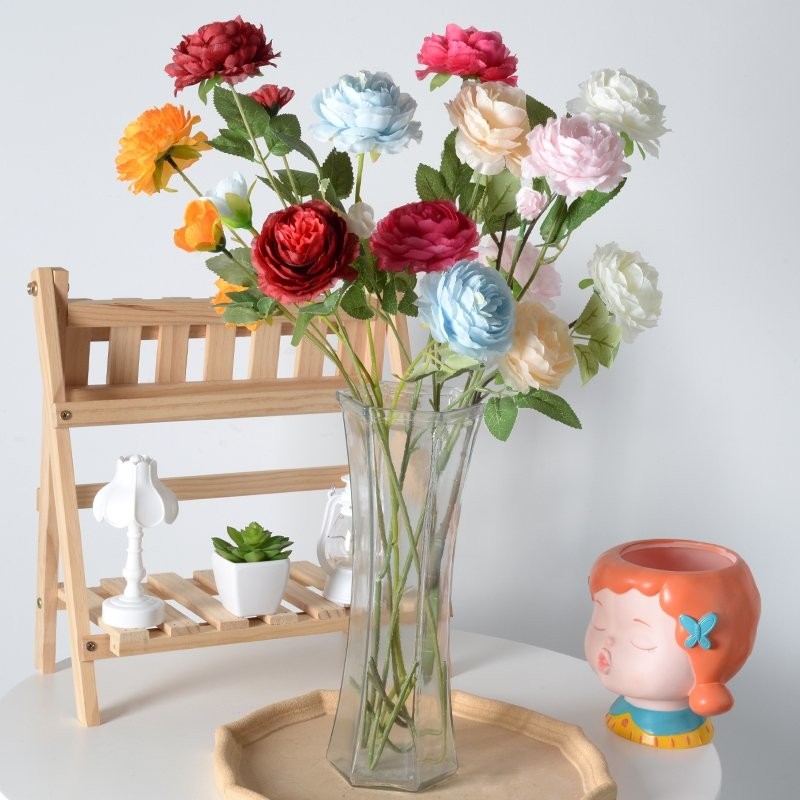 洋牡丹玫瑰仿真花绢花客厅装饰花摆件花假花牡丹花摆放花艺红色