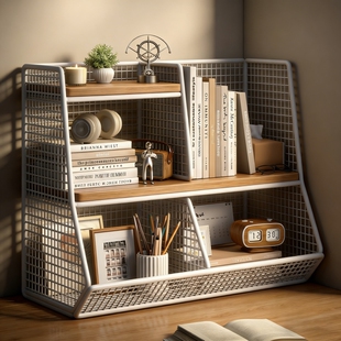 书桌台面置物架桌面宿舍书本铁艺储物桌面开放书本文具收纳整理架