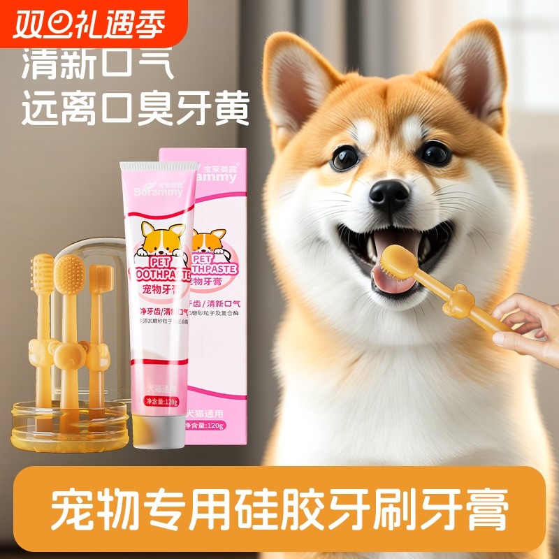 宠物狗狗硅胶小牙刷猫刷牙猫咪牙膏套装除口臭可食用牙齿清洁用品