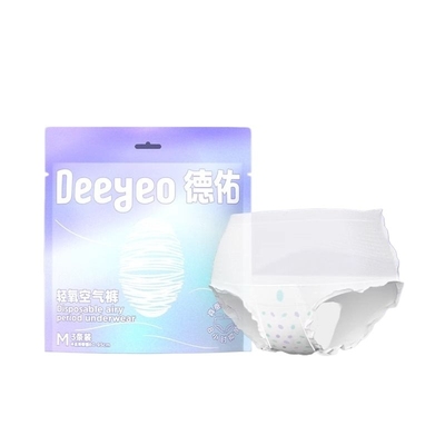deeyeo蚕丝安睡裤女经期生理期姨妈期夜用裤型卫生巾M码3条