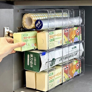 放保鲜袋收纳神器保鲜膜收纳盒厨房抽屉式收纳架装置物架分格橱柜