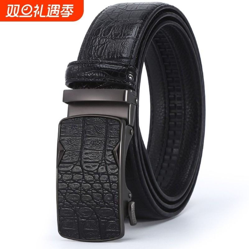 鳄鱼纹皮带男自动扣2024新款潮男士头层牛皮裤带真皮正品腰带纯皮