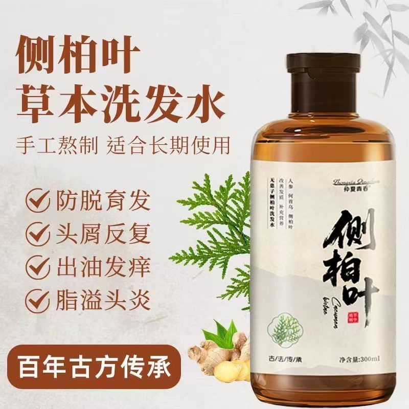 侧柏叶洗发水液无患子控油蓬松去屑止痒固发洗头膏官方旗舰店正品