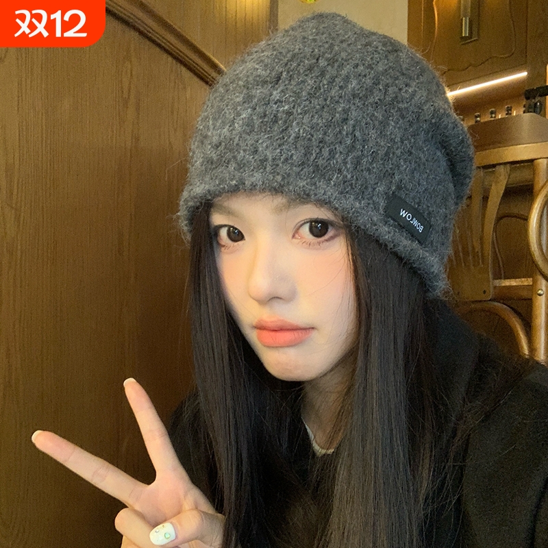 韩系高级感毛绒冷帽女2025年秋冬